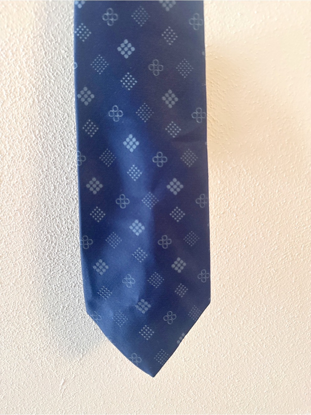 Wemlon by Wembley Navy Blue Geometric Diamond Necktie Vintage Classic Tie - Picture 3 of 6